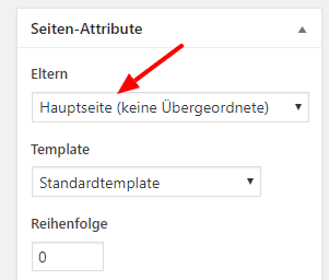 seitenattribut wordpress