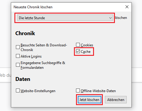 Grafik: Browsercache leeren im FireFox